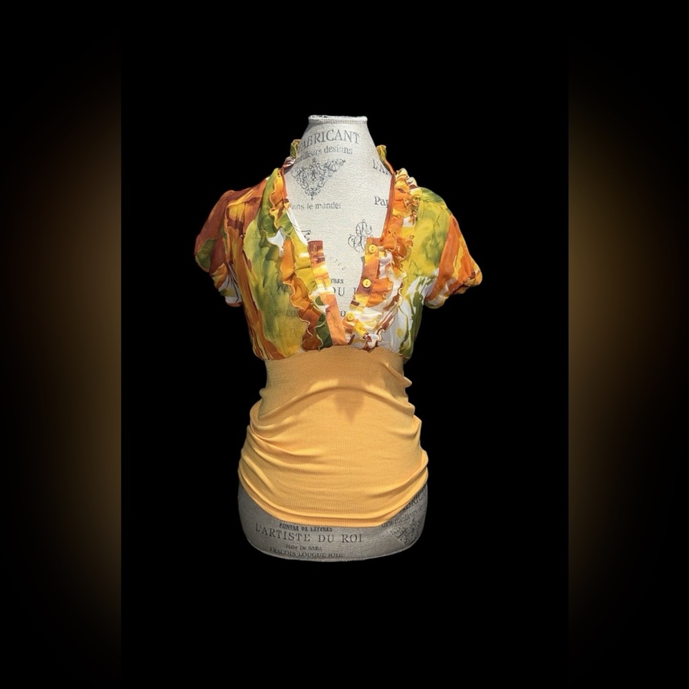 Vibrant Orange and Yellow Blouse